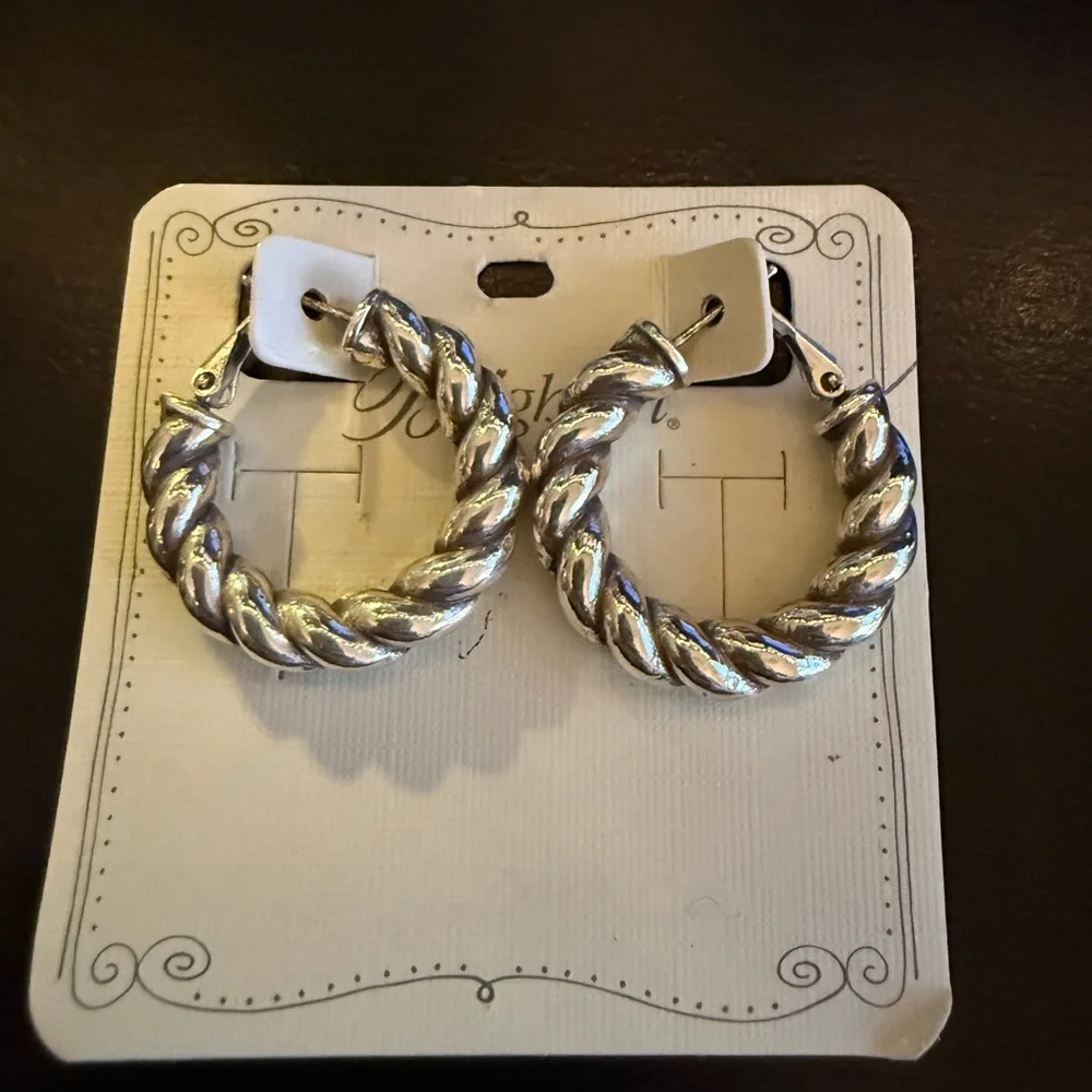 NWT Brighton Silver Interlok Twist Earrings - Picture 1 of 3